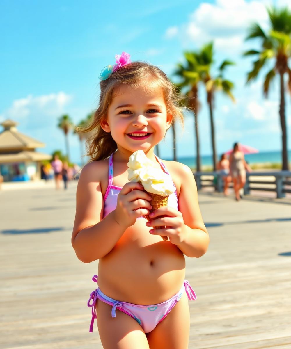 Happy child with ice cream